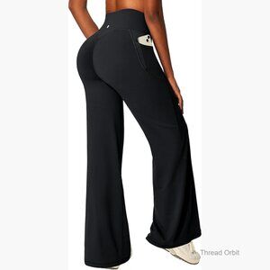 Butt Lifting Leggings with Pockets, High Rise Straight Leg Yoga Pants